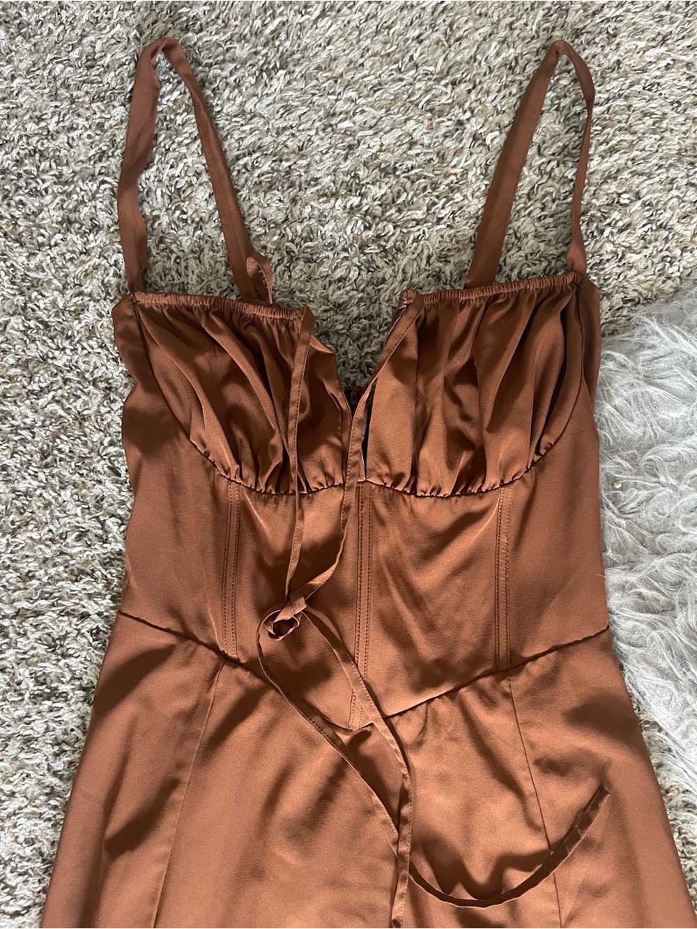 Brown Square Neck Cottagecore Milk Maid Midi Dress - Picture 5 of 9